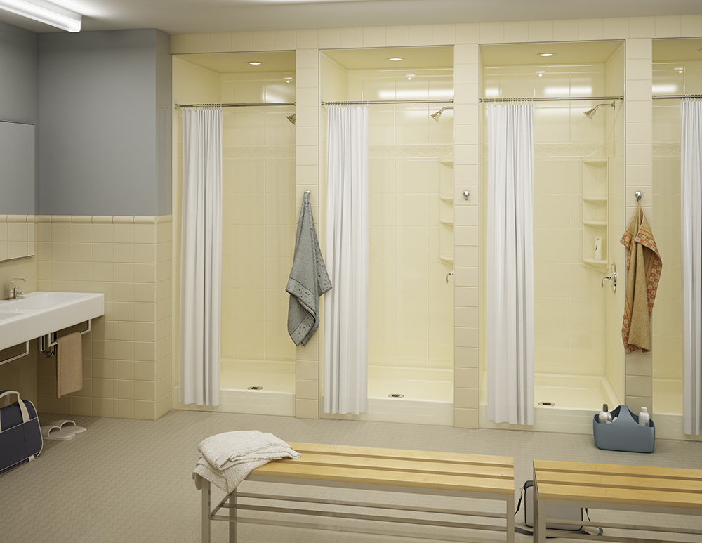 University facility: Bath Fitter multi-unit shower renovation