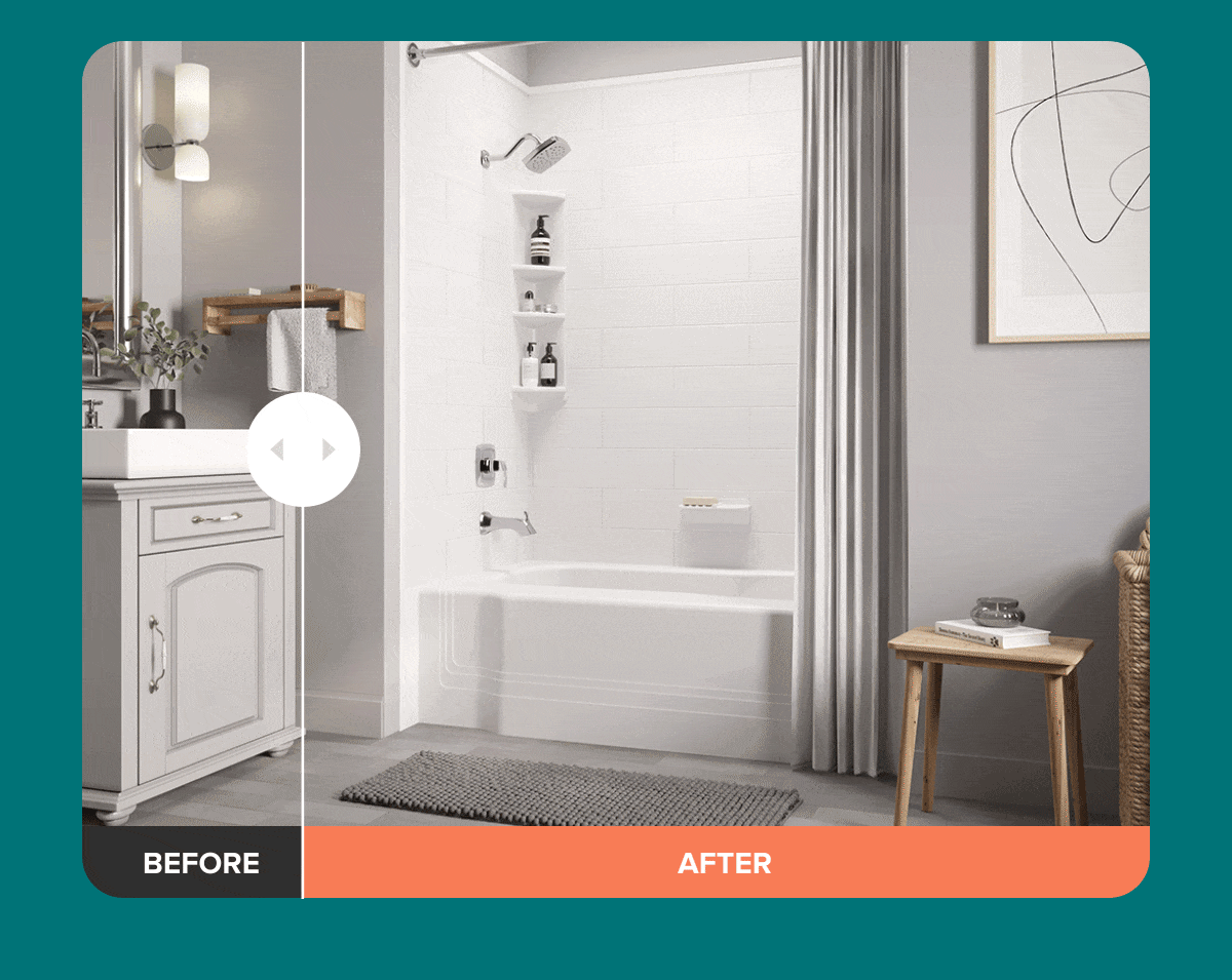 Before and After slider of BathFitter installation